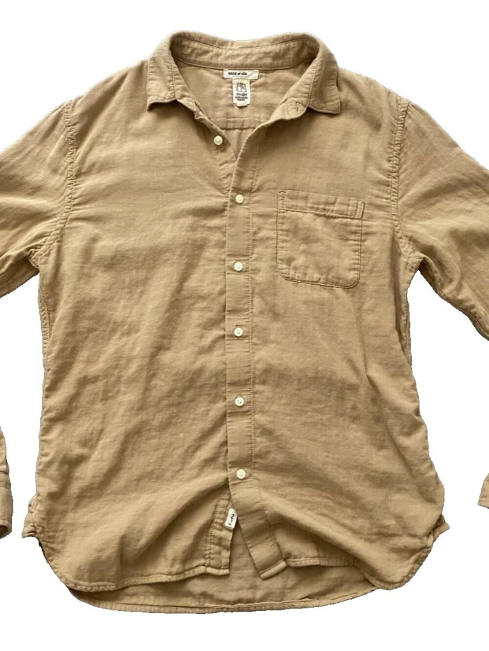 Hiroshi Kato Mens Large The Ripper Double Gauze Sand Cotton Long Sleeve Shirt